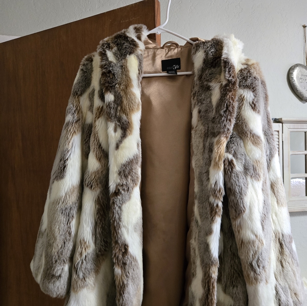 East 5th Faux Fur Jacket in Brown and Cream
